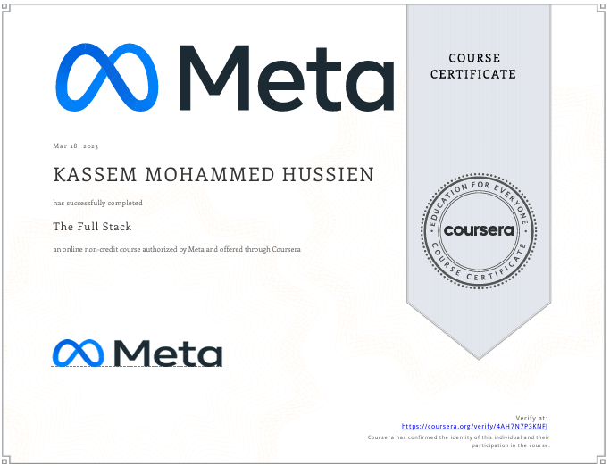 Meta Full Stack Certificate